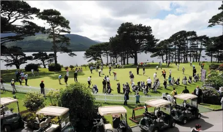  ??  ?? Spectacula­r view of the practice putting area during the Irish Open at Killarney Golf & Fishing Club.