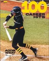  ?? GRAPHIC BY APP STATE SOFTBALL ?? App State junior shortstop Addie Wray (5) nailed her 100th careerhit milestone on Saturday, March 16. Then, on Sunday, she connected on the base hit to tie the game at 9-all in the bottom of the sixth inning.