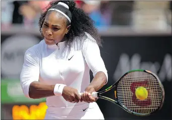  ?? — AP FILES ?? Serena Williams, pictured at the Swedish Open on Wednesday, later withdrew from the tournament, citing an injured elbow. The 33-year-old American won Wimbledon this month for her fourth consecutiv­e major title.