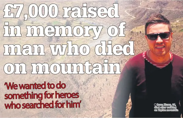  ??  ?? ● Iwan Huws, 34, died after walking on Tryfan mountain