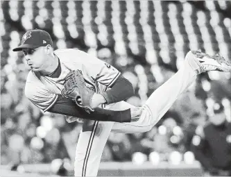  ?? PATRICK SEMANSKY THE ASSOCIATED PRESS ?? Toronto Blue Jays starting pitcher Aaron Sanchez’s return is just one of many reasons the Blue Jays are off to such an impressive start. Sanchez threw a no-hitter through seven Tuesday against Baltimore.