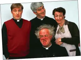  ??  ?? ‘refuge for the lads’: Stars of the classic sitcom Father Ted