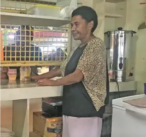  ?? Photo: ?? Seini Cokacini serving tea to the market vendors at the Suva Market, on May 20, 2020. Lusiana Tuimaisala