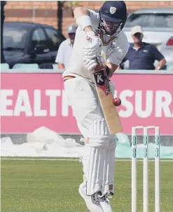  ??  ?? Scott Borthwick (left) and Mark Stoneman (right) defend admirably on the way to crucial knocks of 92 and 80 yesterday. Pictures by Stu Norton