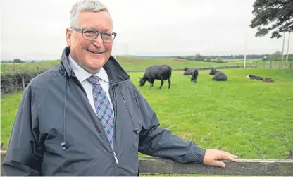  ??  ?? Rural Economy Secretary Fergus Ewing at Gryffe Wraes Farm, Bridge of Weir.