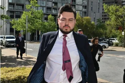  ?? Photograph: Mick Tsikas/AAP ?? Former Liberal party staffer Bruce Lehrmann outside the ACT supreme court during his trial on one charge of raping Brittany Higgins.