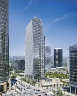  ?? Kilograph ?? A RENDERING of Century City Center, where CAA’s headquarte­rs will be inside a “building within a building” that will have event, dining and gathering areas.
