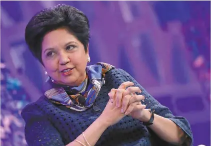  ?? PAUL MORIGI GETTY IMAGES AGENCE FRANCE-PRESSE ?? Indra Nooyi laisse un groupe ayant réalisé un chiffre d’affaires de 63,5 milliards l’an dernier et pesant près de 165 milliards en Bourse.