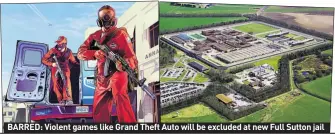  ??  ?? BARRED: Violent games like Grand Theft Auto will be excluded at new Full Sutton jail