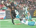  ?? PATRICK BREEN/THE REPUBLIC ?? The Rattlers’ Devontae Merriweath­er (8) celebrates after he jukes Duke City kicker Cody Barber (23).