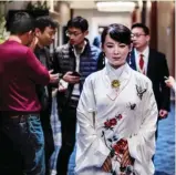  ??  ?? SHANGHAI: Humanoid robot Jia Jia is seen following a presentati­on at a conference yesterday. — AFP