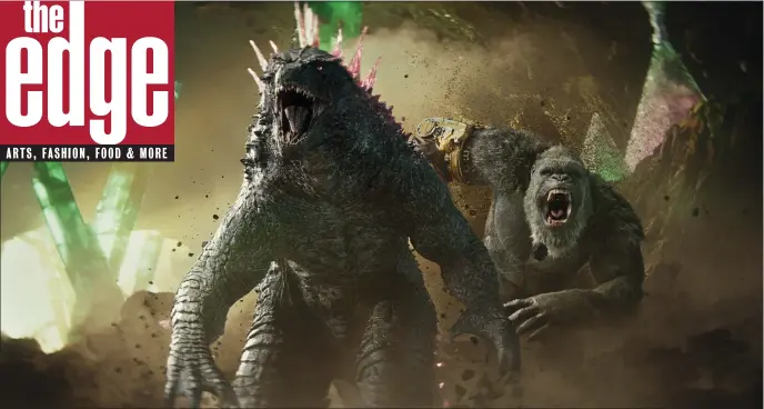  ?? COURTESY WARNER BROS. PICTURES — TNS ?? Godzilla, left, and Kong in a scene from the movie “Godzilla x Kong: The New Empire.”