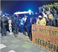  ?? ?? Clockwise from left: the first named victim, Iraqi-kurd Baran Nouri Hamadami, with her husband; remains of the capsized migrant boat; protesters in Calais react to news of the disaster