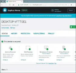  ??  ?? Die Einstellun­gen von Sophos Home nehmen Sie im Browser vor. Dort lässt sich der Virenschut­z des aktuellen und aller anderen eigenen PCS konfigurie­ren.