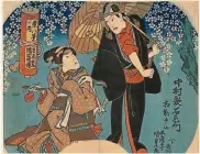  ?? FOTO: RBA ?? Ein japanische­r Farbholzsc­hnitt von Utagawa Kunisade (1786-1865) für ein Fächerblat­t.