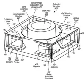  ??  ?? Apple’s 2014 patent applicatio­n illustrate­s how magnets and springs are fitted around the lens to shift it in response to movement detected by gyroscopic sensors.