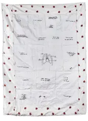  ??  ?? Jade Nasogaluak Carpenter (b. 1993 Edmonton/ Calgary) — BELOWInsec­urity Blanket 2013Fabric, embroidery floss and batting121.9 × 182.9 cm