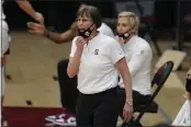  ?? JEFF CHIU — THE ASSOCIATED PRESS, FILE ?? Stanford head coach Tara VanDerveer reacts during the first half of her team’s game against Arizona on Feb. 22.