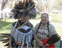  ??  ?? The Native American Festival draws participan­ts to Princess Place from around the countr y. Thomas and Juanita Zemeno, members of the Apache tribe, came from Texas.