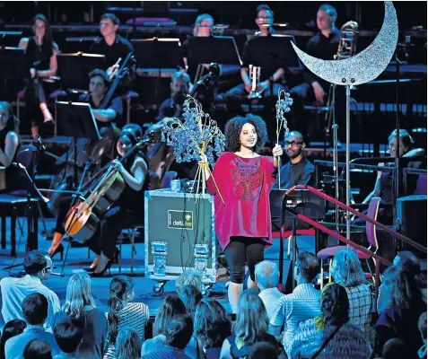  ??  ?? The actress Indigo Griffiths brings The Lost Words to life in celebratio­n of the rich musical landscape of nature at the BBC Proms at the Royal Albert Hall in London on Sunday