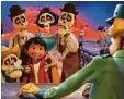  ?? Foto: Pixar/Disney, dpa ?? In dem Film „Coco“reist der Junge Mi guel ins Land der Toten, um mehr über seine Familie zu erfahren. Der Film ge wann nun Preise.