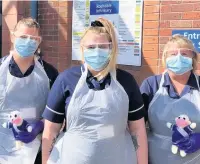  ??  ?? ●Members of the council’s adult care STARS team wearing vital PPE while (right) Mark Whittaker from Rochdale Training delivers PPE to Springhill Hospice
