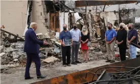  ??  ?? ‘Open-plan living room, lots of natural light, needs a bit of work but if you take this place, believe me, I’m giving you the greatest real-estate deal in history.’ Photograph: Leah Millis/ Reuters