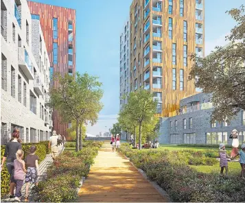  ??  ?? ON THE UP: New Union Wharf estate in the Isle of Dogs, east London, will launch its second phase of one to four-bedroom homes next spring. Call 0300 303 7333 or go to east-thames. co.uk to register an interest