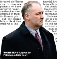  ??  ?? ‘MONSTER’: Surgeon Ian Paterson outside court