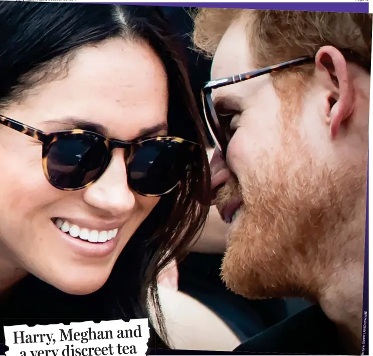  ??  ?? Whispering lovers: Meghan and Harry at the Invictus Games in Toronto last month. Inset, yesterday’s story in the Mail E R I W A P / N O S W A L Y N A D : e r u t c i P