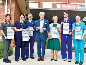  ?? ?? West Gippsland Healthcare Group’s deputy director of clinical operations Jacqui Meyers, nurses Chloe Moore and Erin Smethurst, chief executive officer Dan Weeks, board chair Christine Holland, Dr Josh McGregor and Dr Kate Wilcox.