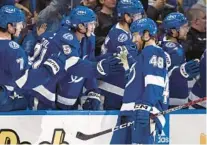  ?? JASON BEHNKEN/AP ?? Nick Perbix (48), who was on last season’s summer roster, didn’t make the opening night roster but appeared in 69 games for the Lightning which speaks to the franchise’s strong player developmen­t reputation.