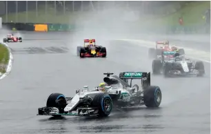  ?? — AP ?? Mercedes driver Lewis Hamilton on his way to victory at the Brazilian Formula One Grand Prix.