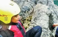  ?? ZHAO DAZ ?? While coasteerin­g in Pembrokesh­ire, Charmaine Noronha discovered she would jump off a cliff if everyone else did.