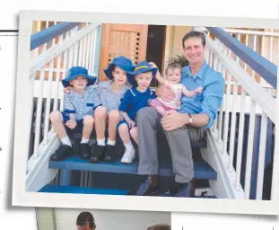  ?? ?? Matthew Ames with Will, Luke, Ben and Emily in 2011 on Will’s first day of school, above; in hospital with Emily, then two.