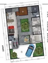  ??  ?? 1 CARPORT 2 GARASI MOTOR 3 LEMARI PENYIMPANA­N/ GUDANG 4 R.TAMU 5 TERAS 6 KM/WC 7 R.KELUARGA 8 R.MAKAN &amp;
DAPUR 9 MUSALA 10 R.WUDU 11 R.CUCI 12 R.JEMUR 13 R.TIDUR