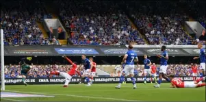  ?? ?? First goal: Jack Aitchison heads in at Portman Road.