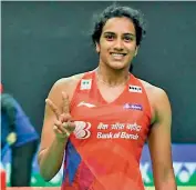  ?? — TWITTER ?? P. V. Sindhu celebrates after winning the Syed Modi Internatio­nal badminton tournament in Lucknow on Sunday.