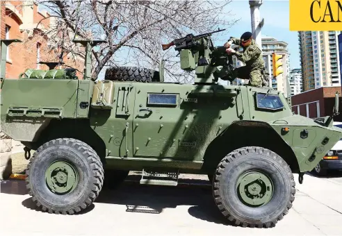  ?? JIM WELLS / POSTMEDIA NEWS FILES ?? A newly delivered Tactical Armoured Patrol Vehicle is displayed outside the Mewata Armoury in Calgary last April. The $600-million fleet has experience­d technical issues with suspension and steering, as well as tipping and rollover problems and even fires.