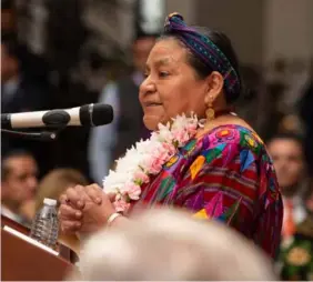  ?? ?? Rigoberta Menchú Tum describió la incorporac­ión de la Sala de Asuntos Indígenas a la institució­n como un acontecimi­ento histórico y emblemátic­o.