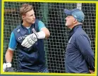  ?? ?? Root chats with batting coach Graham Thorpe before the Melbourne Test