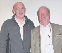  ??  ?? Postcard from Nepal John Hoey, left, with East Kilbride Rotary Club president-elect Charles Devennie