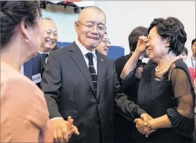  ?? CP PHOTO ?? Canadian pastor Hyeon Soo Lim greets members of the congregati­on after a service at the Light Presbyteri­an Church in Mississaug­a, Ont., Sunday. Lim was released last week from prison in North Korea, where he had been serving a life sentence with hard...