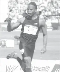  ?? ?? A blistering anchor leg yesterday by star sprinter Noelex Holder historical­ly propelled Team Guyana into today’s men’s 4x100m relay final here at Alexander Stadium in Birmingham, England (Emmerson Campbell photo)