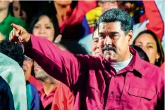  ??  ?? Venezuelan President Nicolas Maduro gestures after the National Electoral Council announced the results of the voting on election day in Venezuela.