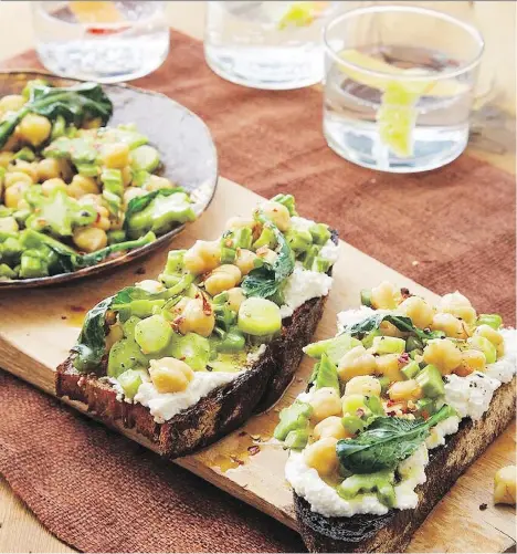  ??  ?? Lindsay-Jean Hard makes crafty use of broccoli stems in Cooking with Scraps, combining them with chickpeas on toast. Match it with a crisp white wine.