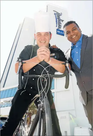  ?? Picture: EUGENE COETZEE ?? GETTING GOING: Radisson Blu Hotel’s executive chef George Foley and general manager Yashvir Jithoo look forward to welcoming cyclists from across the Bay and South Africa during the festival of cycling on February 25 and 26