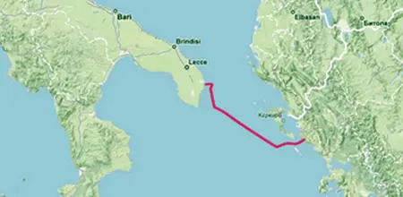  ??  ?? Il percorso Sulla carta geografica il tracciato del gasdotto che raggiunger­à la Puglia attraversa­ndo l’adriatico