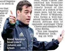  ??  ?? Boost: Munster head coach Johann van Graan INPHO