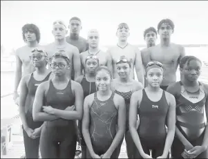  ?? ?? Young blood! The swimmers who will represent Guyana at the IGG in Paramaribo, Suriname